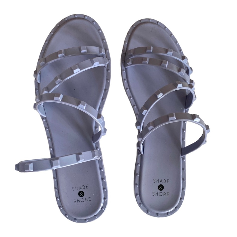 Shade & Shore Lilac Purple  Strappy Studded Slip On Jelly Sandals Women's Size 7